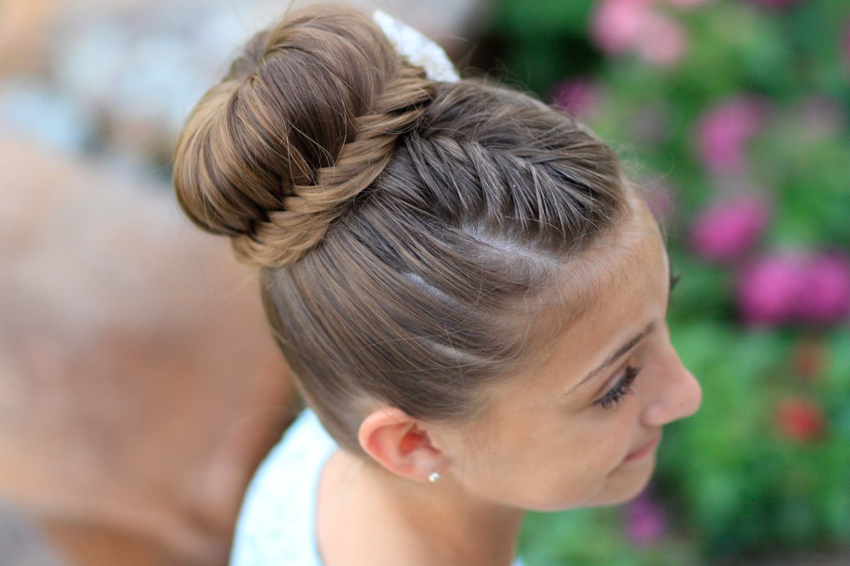 Прическа пучок для девочки