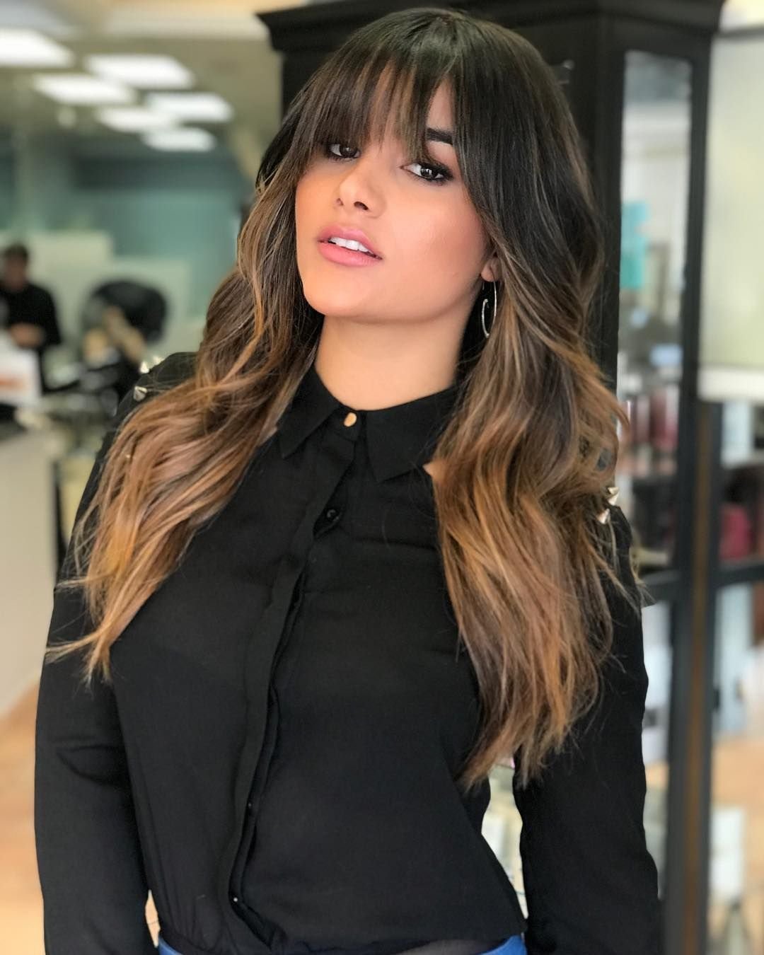 Мелирование на длинные волосы с челкой