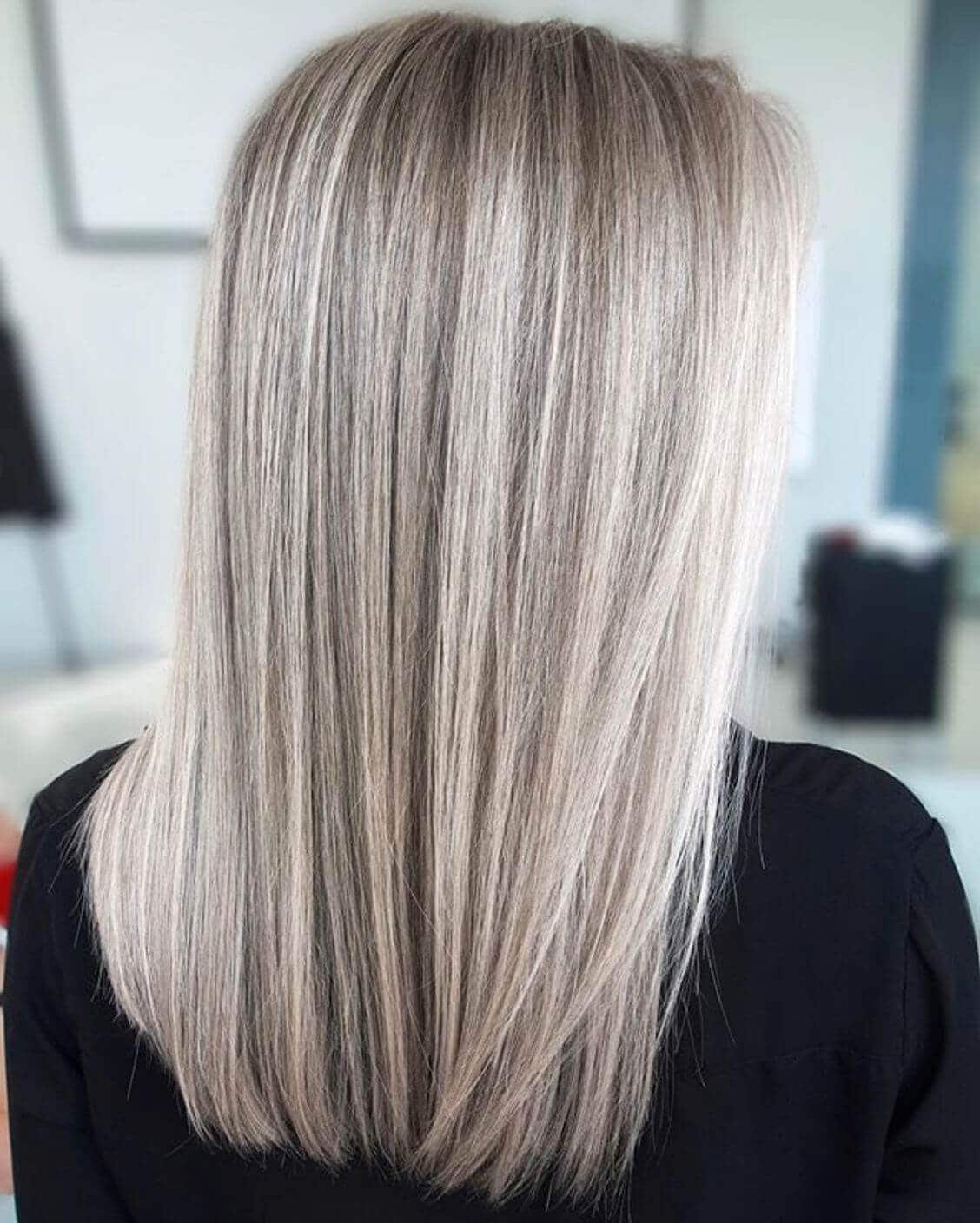 Удлиненное каре колорирование блонд