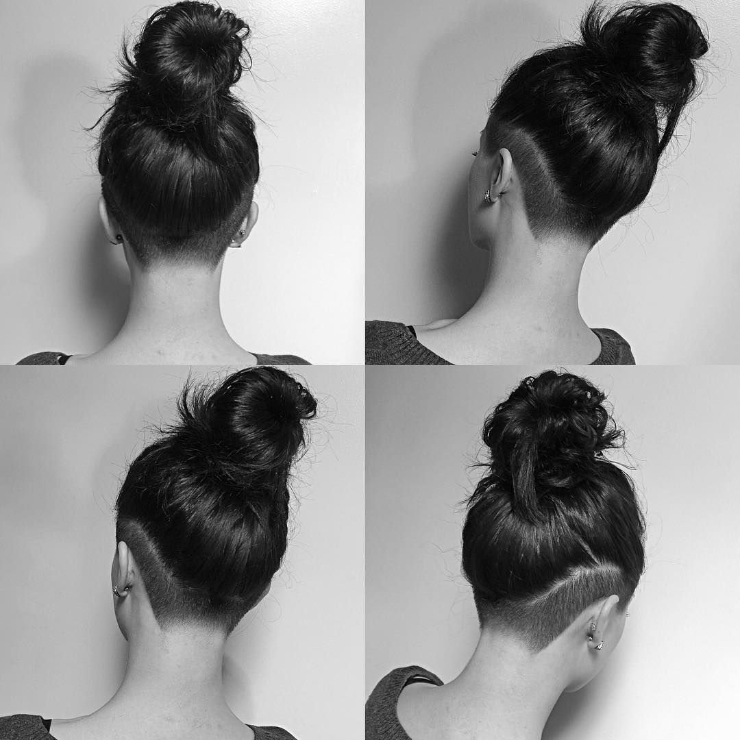 Прическа с выбритым затылком