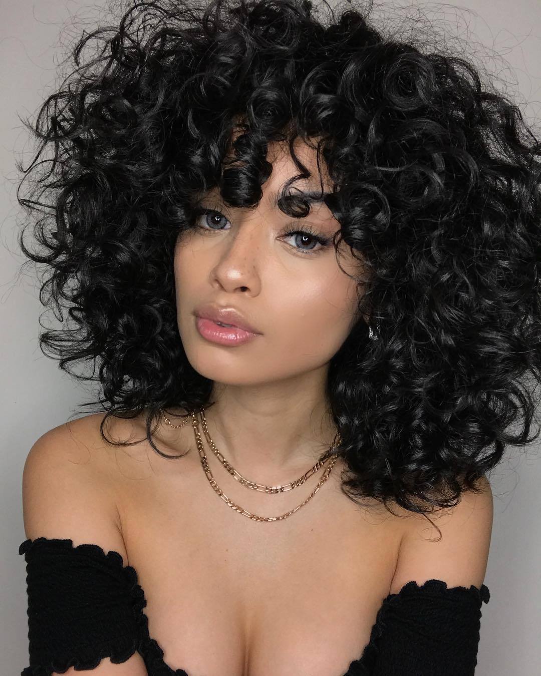 Bangs on curly hair
