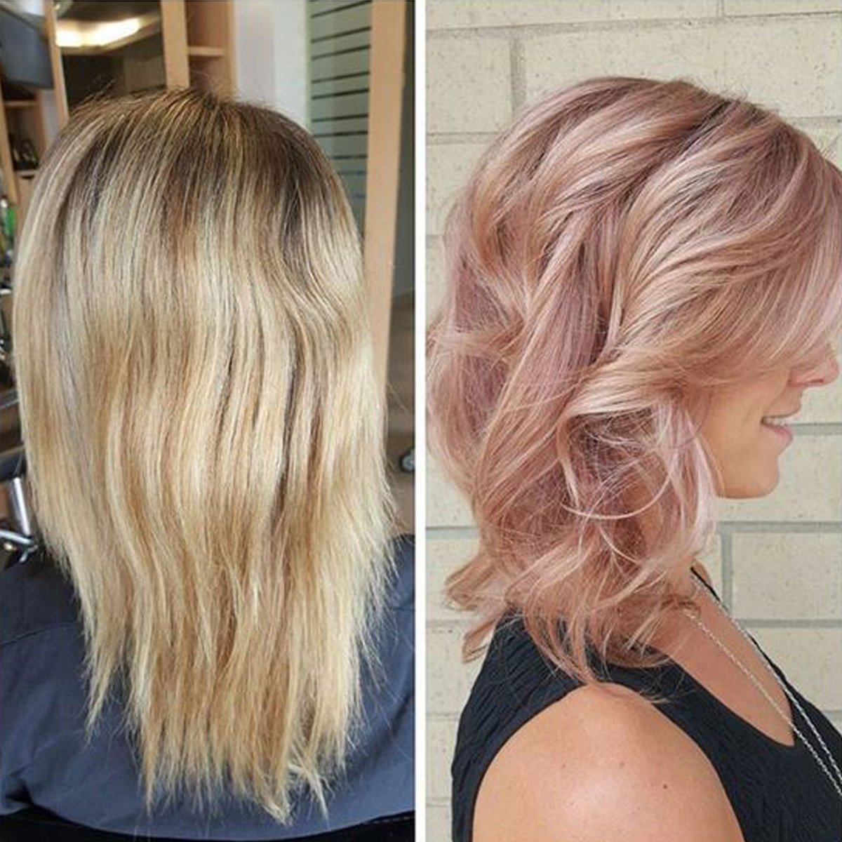 Мелирование с тонированием на светлые волосы с розовым оттенком