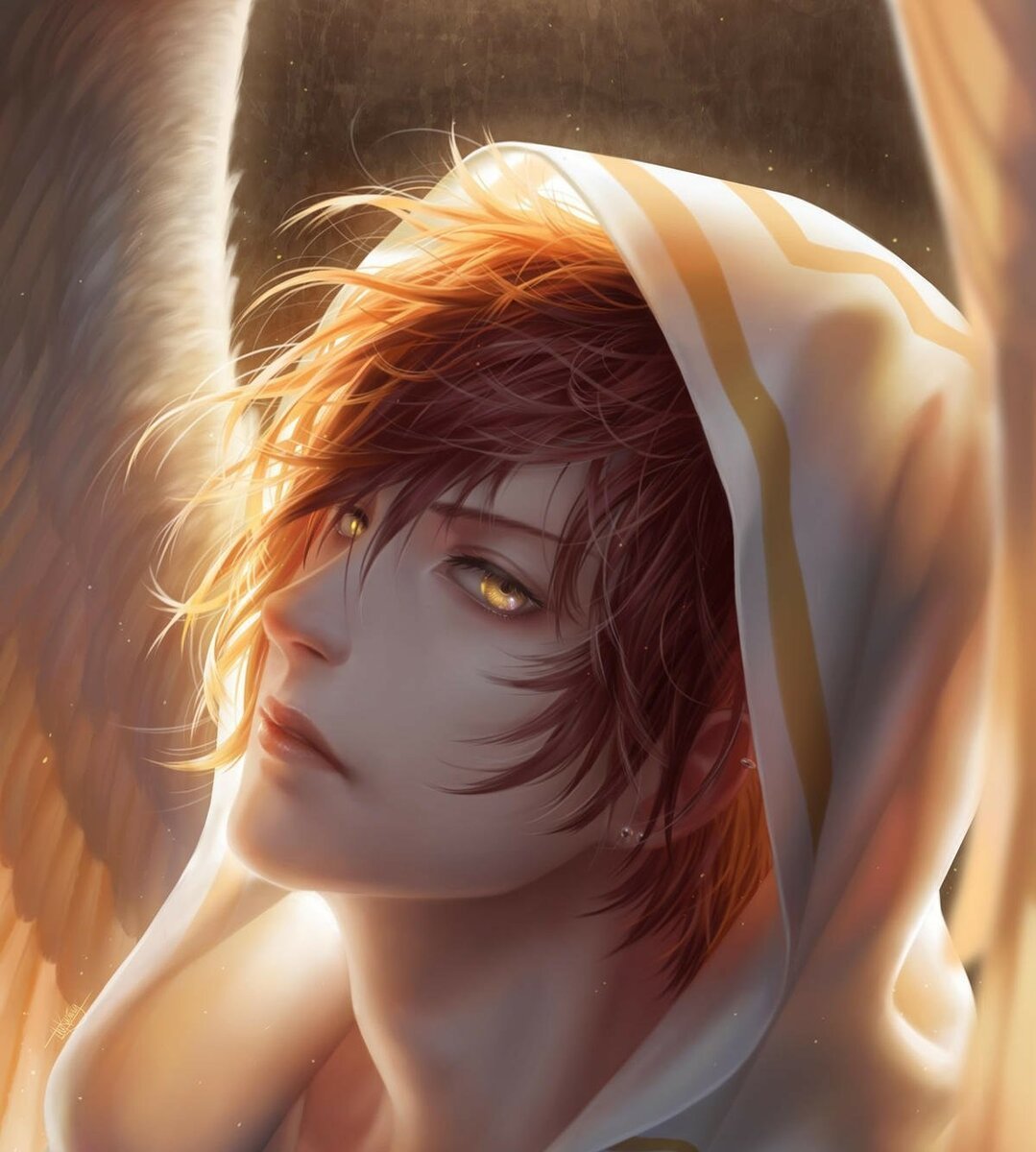 Рыжий парень с зелеными глазами арт