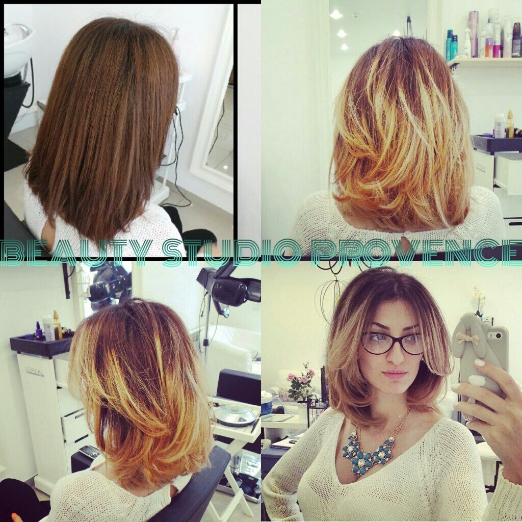 Омбре на удлиненное каре без челки