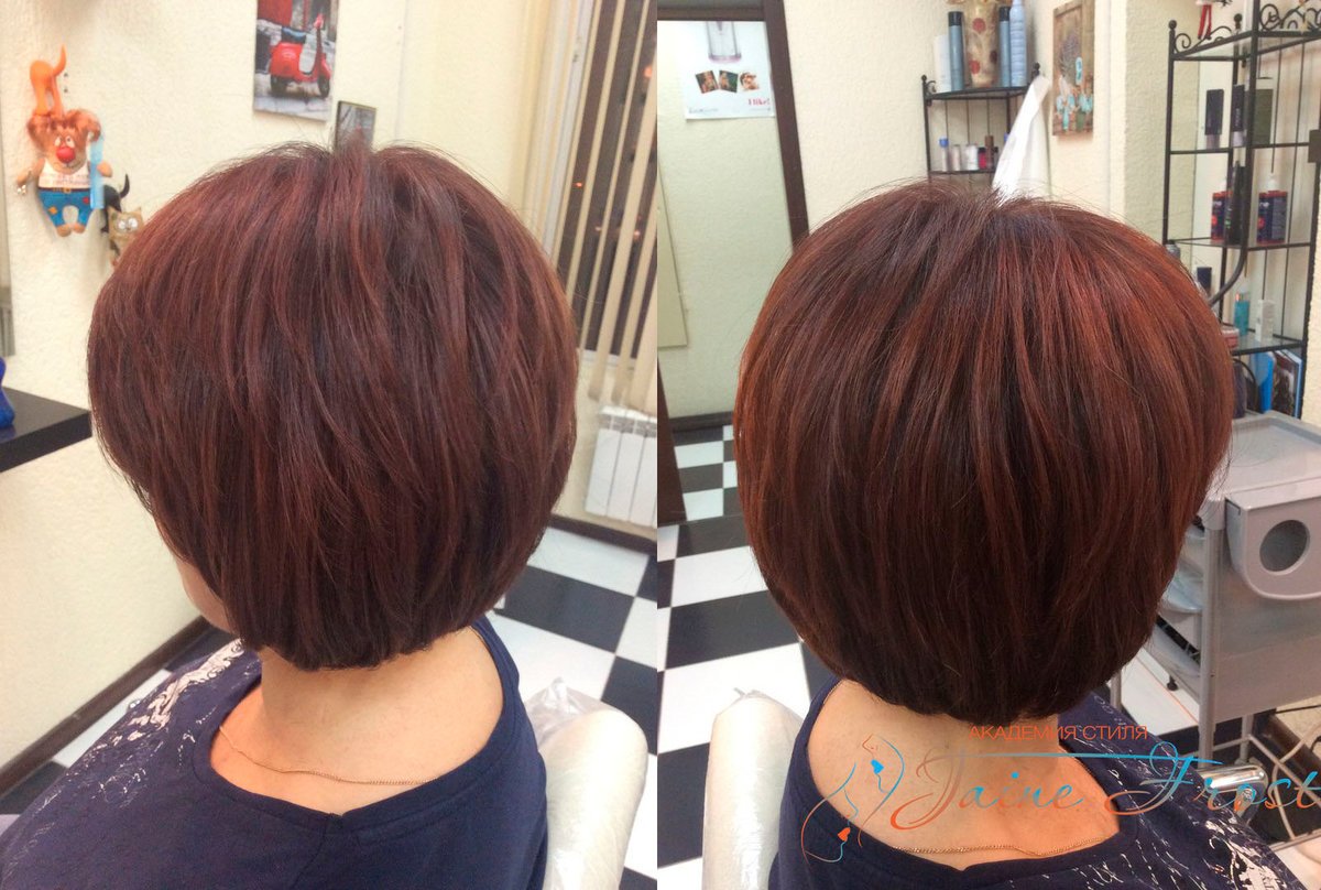 Стрижка каре градуированное вид сзади