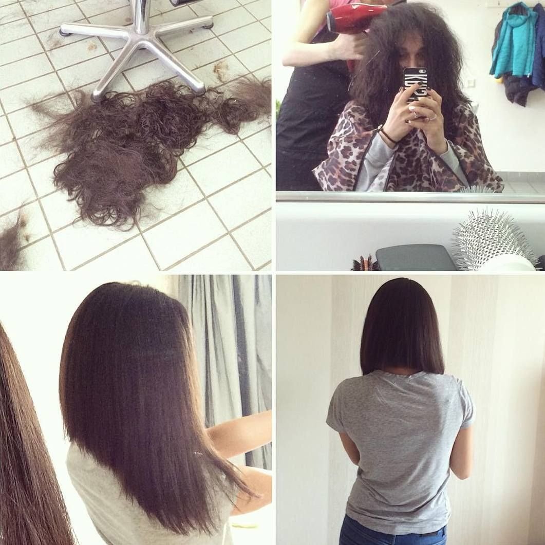 Волосы до стрижки и после со спины