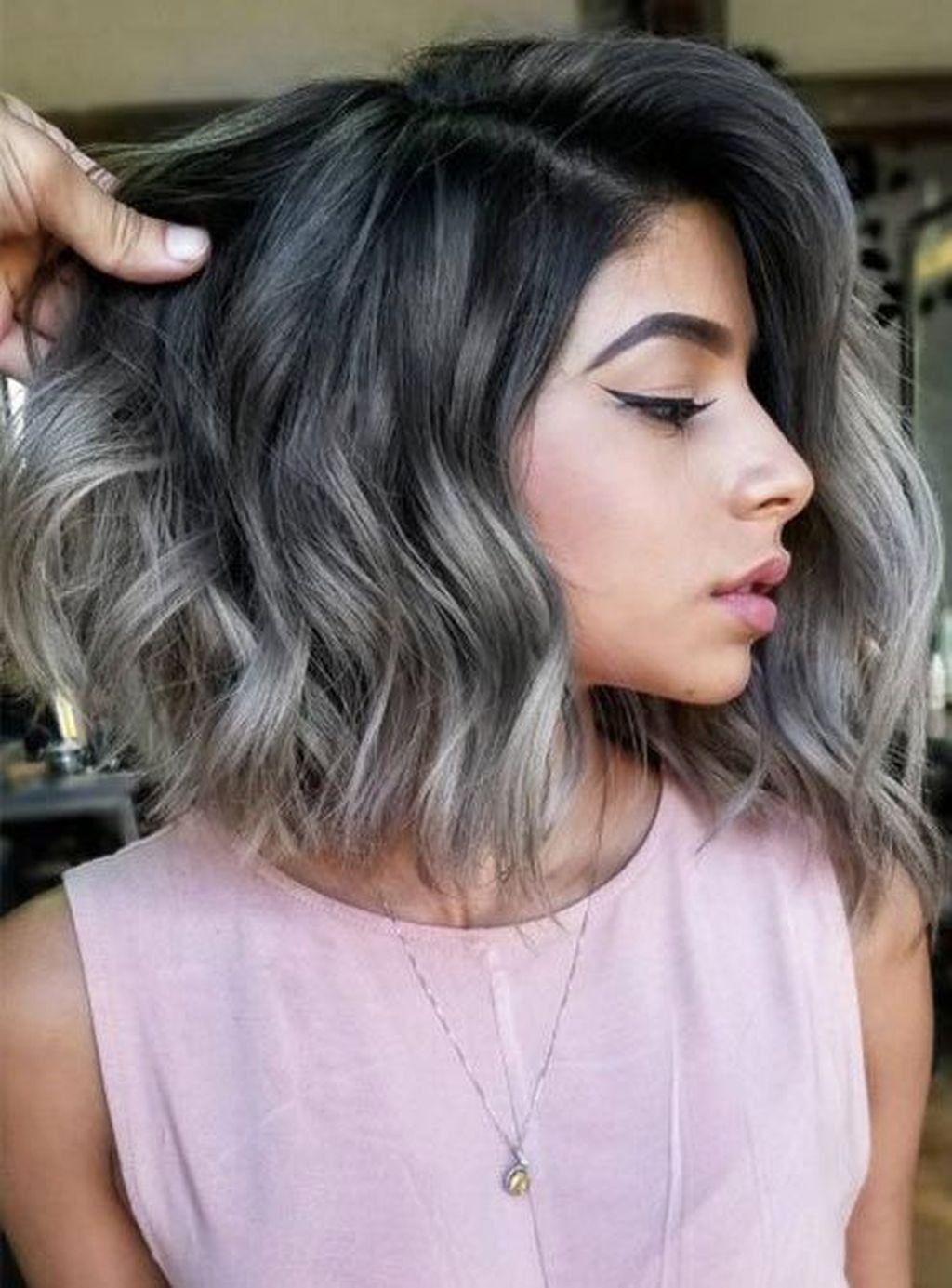 Омбре черно серое на короткие волосы