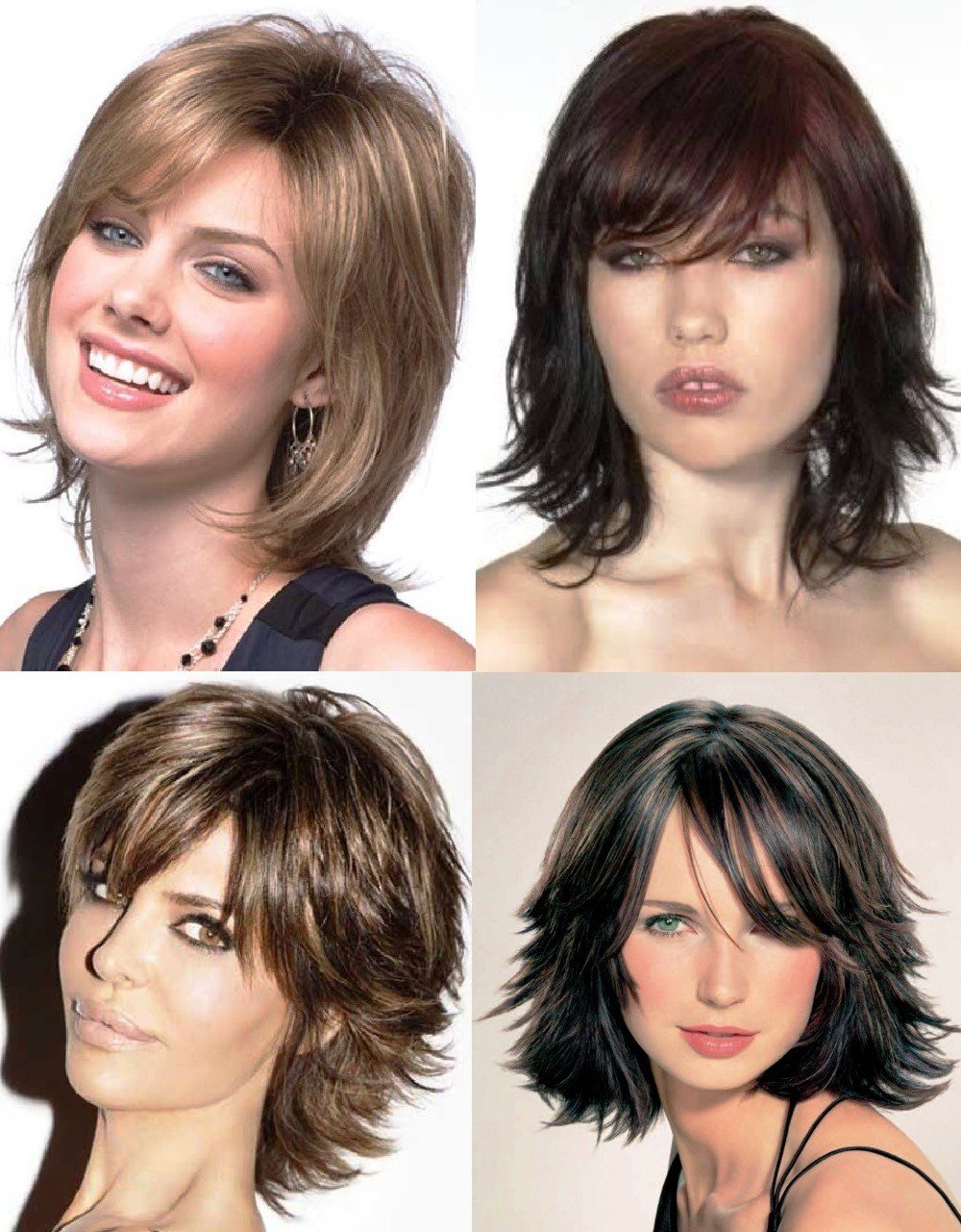 Градуированный Каскад на средние волосы с челкой