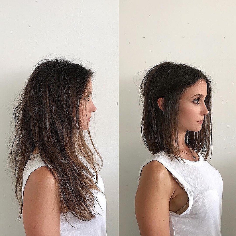 До и после стрижки длинных волос
