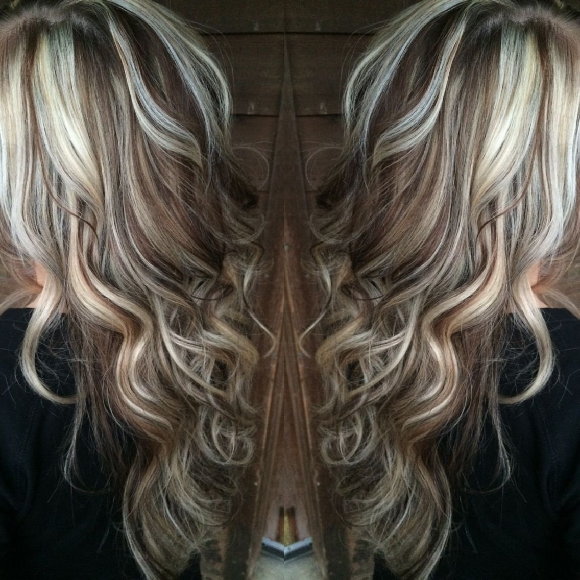 Окрашивание волос блонд с темными прядями