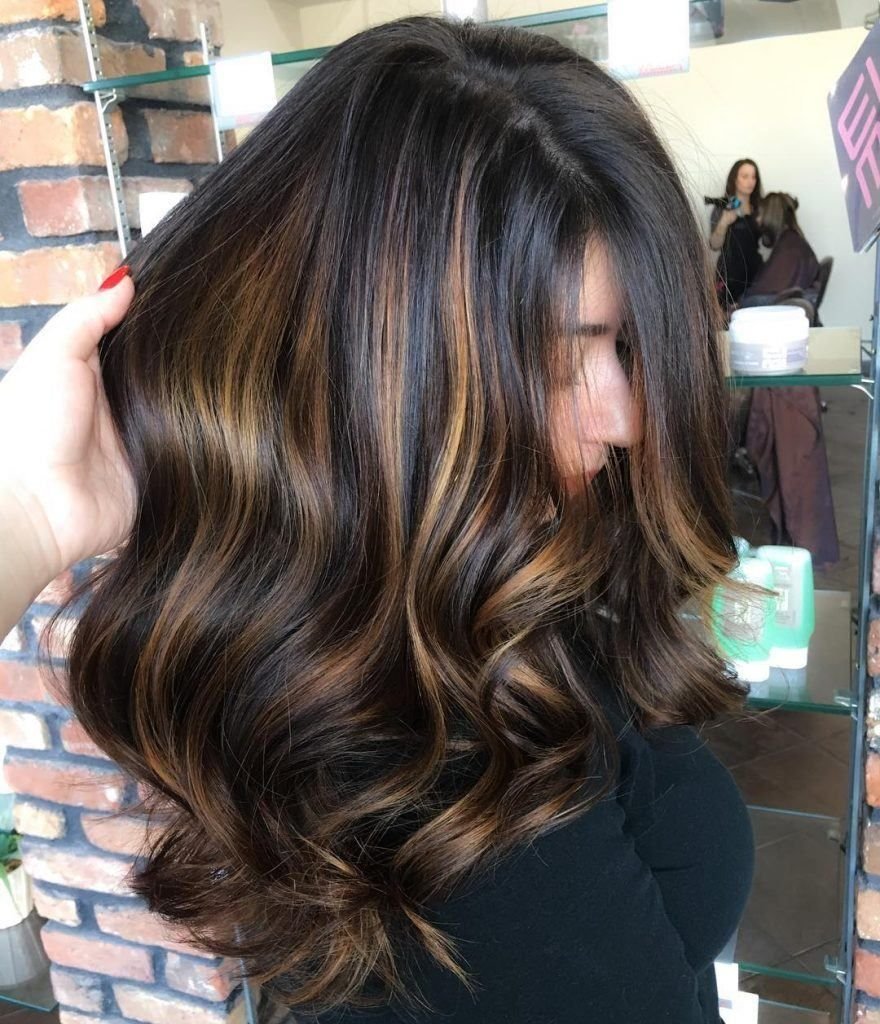 Мелирование балаяж на темные волосы