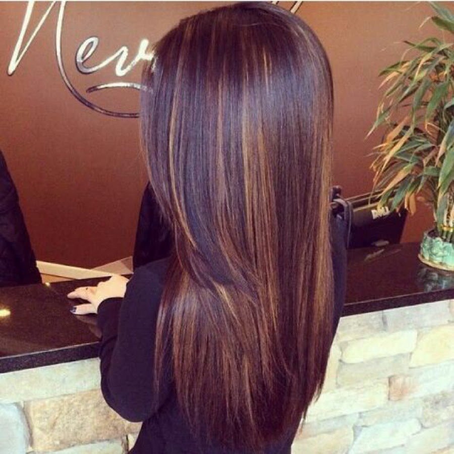 Коричневое мелирование на темных волосах