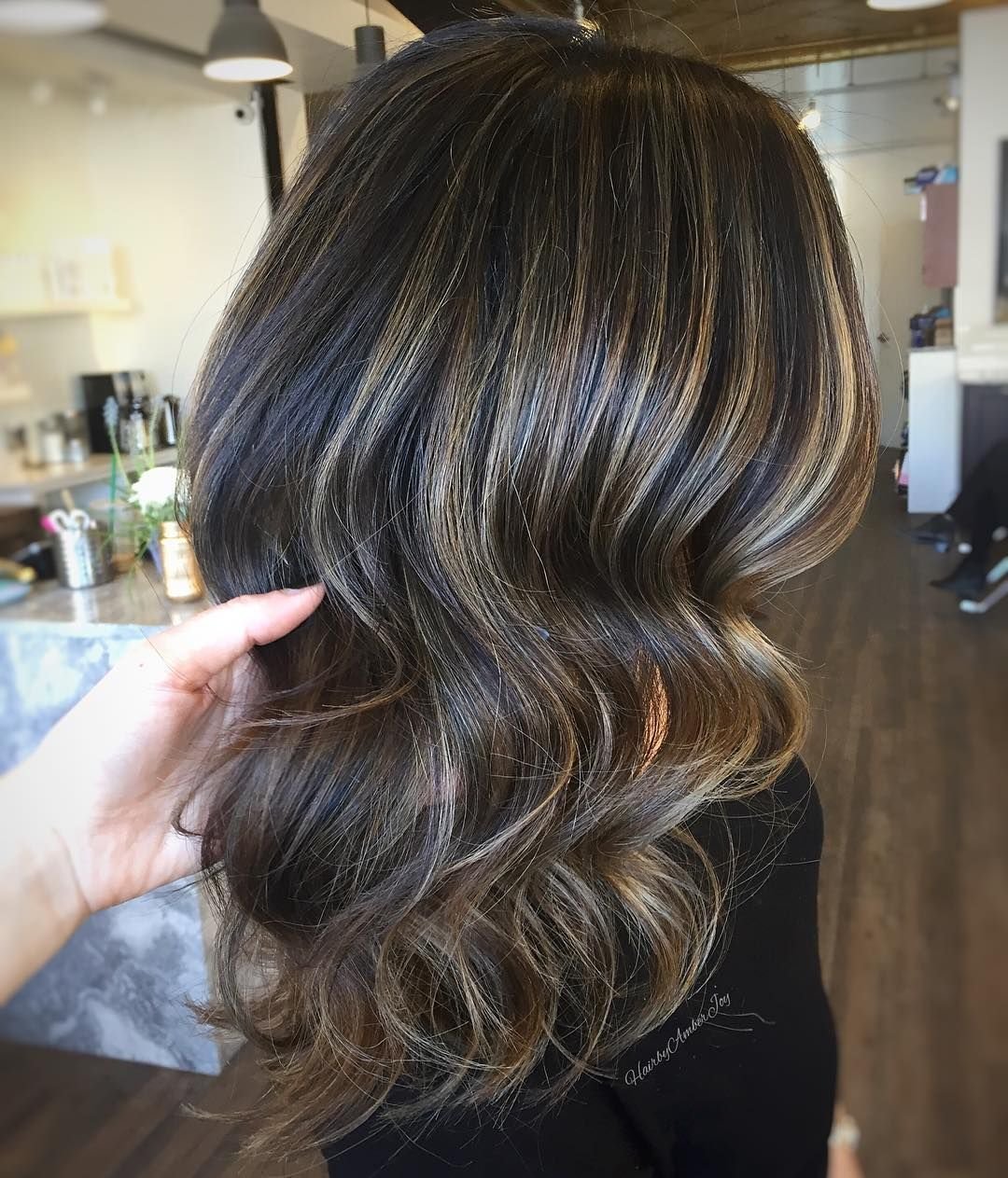 Мелирование 2022 темные на темные волосы