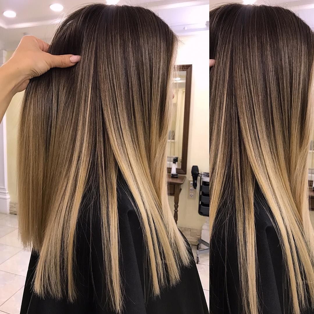 Балаяж Миллер темных волосах