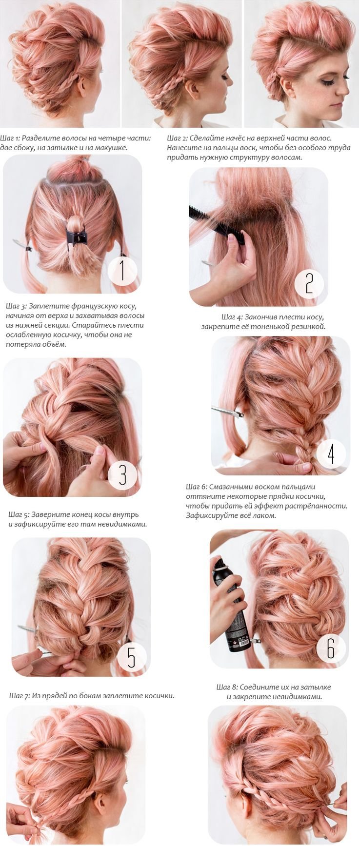 Причёски на короткие волосы схема