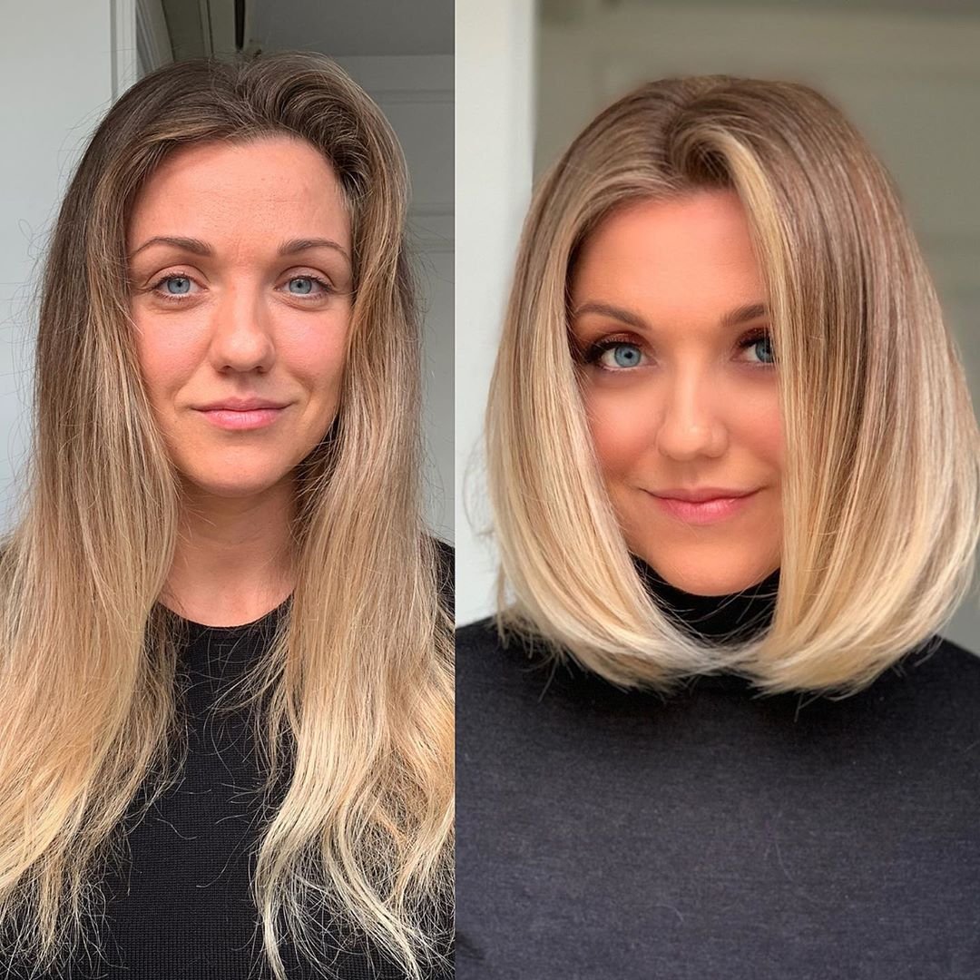 Стильные стрижки до и после