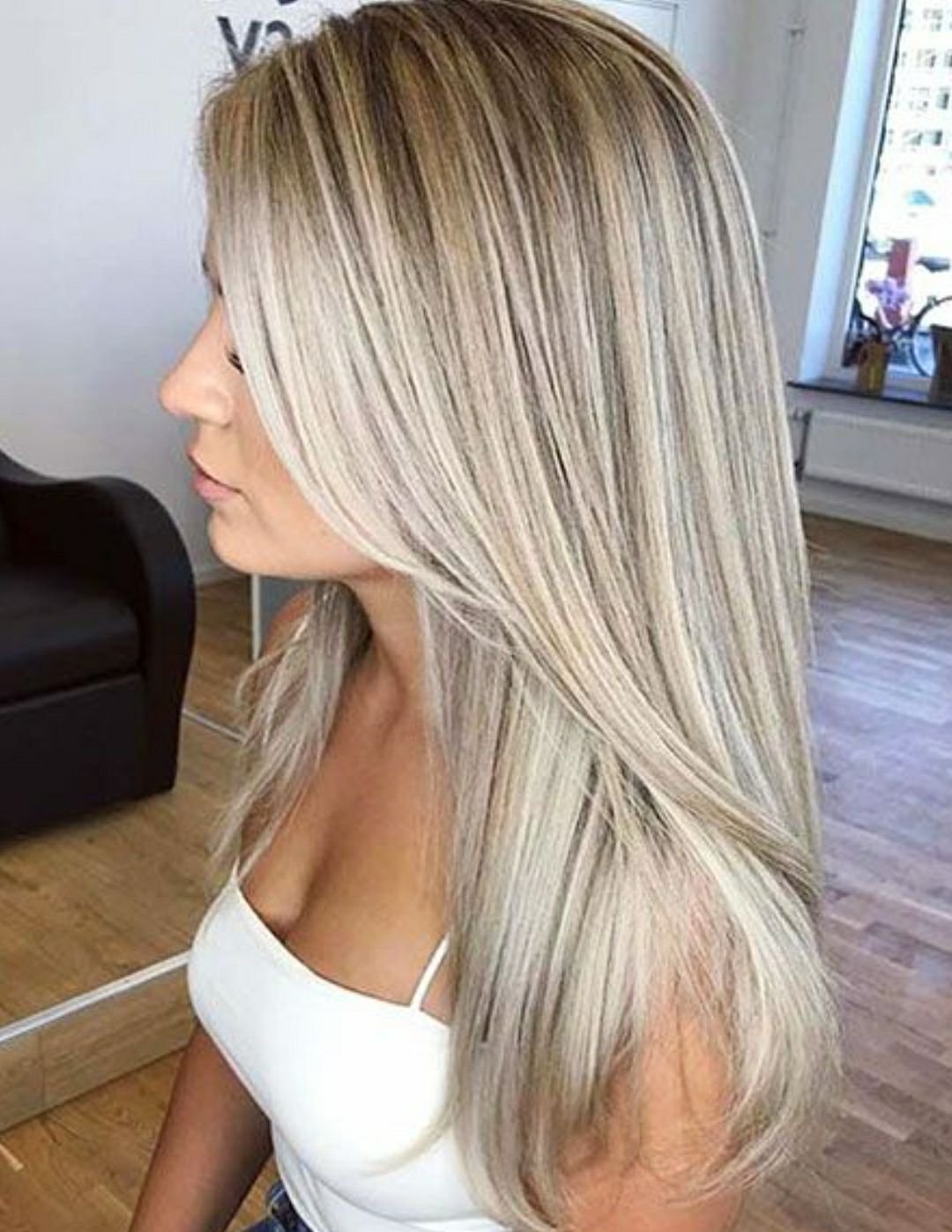 Окрашивание жемчужный блонд балаяж