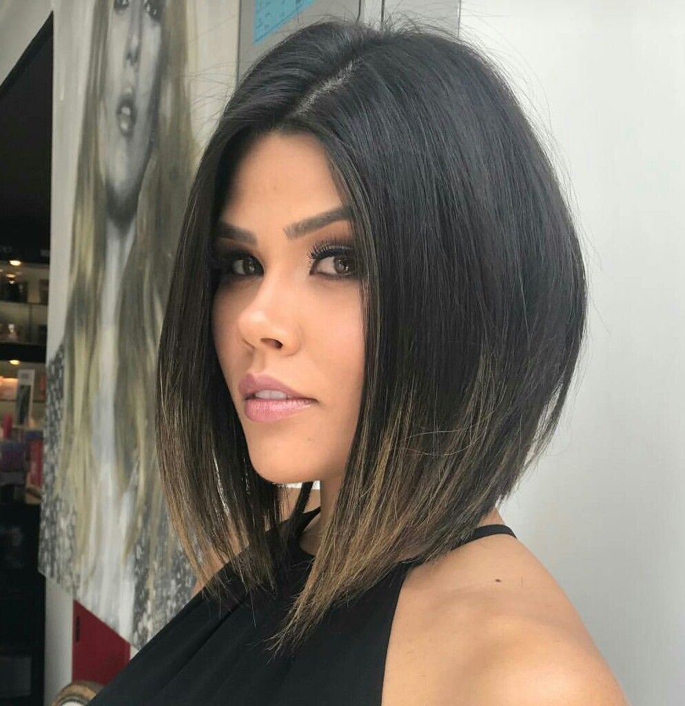 Омбре на черные волосы каре удлиненное