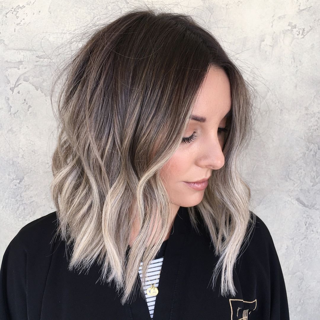 Удлиненное каре балаяж русый