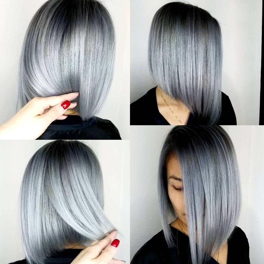 Балаяж на удлиненное каре пепельный