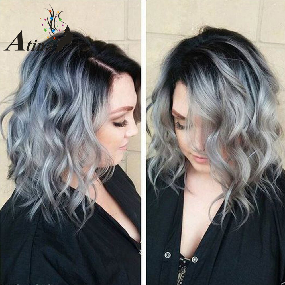 Пепельный шатуш на темные волосы короткие