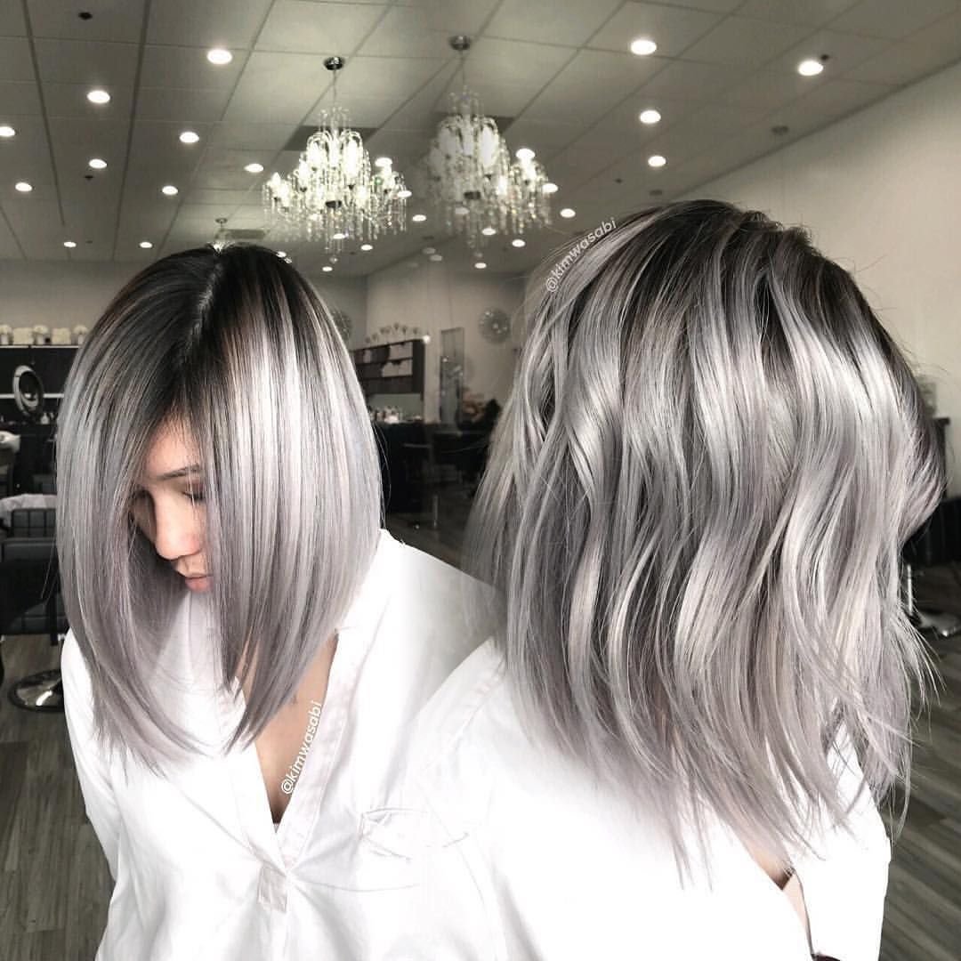 Удлинённое каре балаяж пепельный