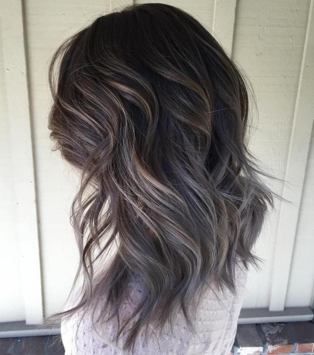 Балаяж на темные волосы 2021 пепельный