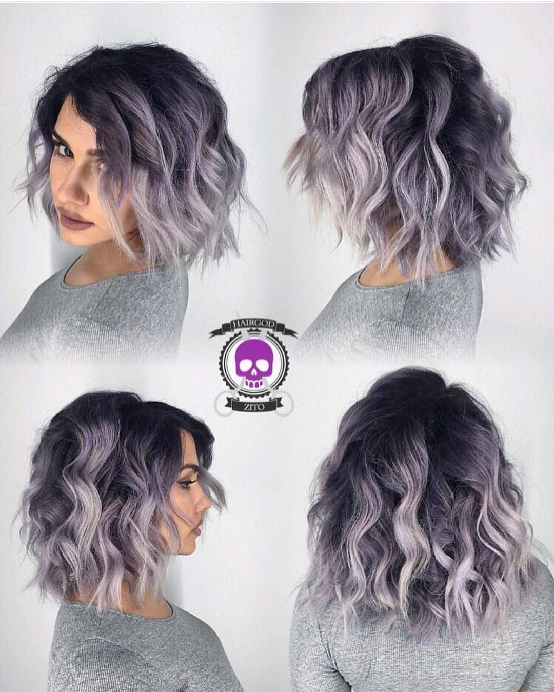 Пепельно фиолетовые короткие волосы