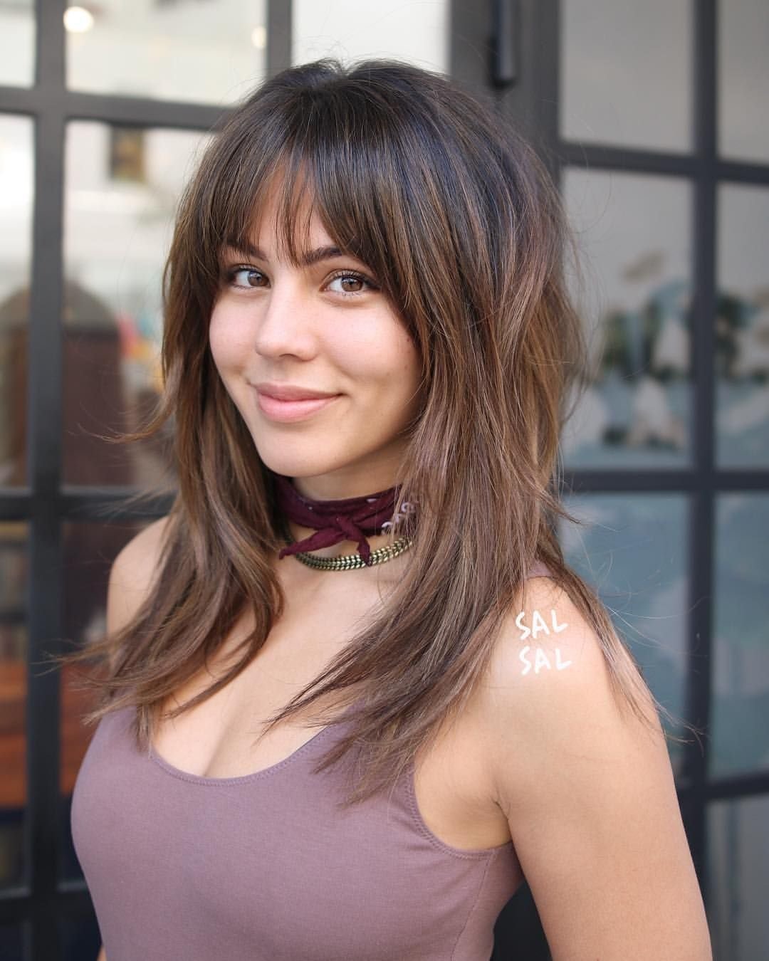 Шатуш на темные волосы с челкой