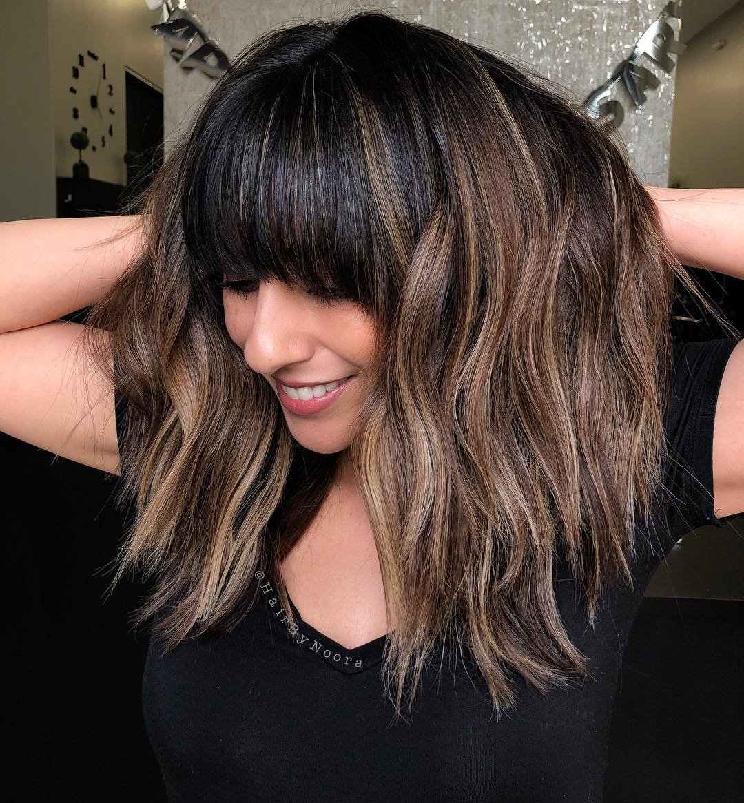 Мелирование на тёмные волосы короткие с челкой