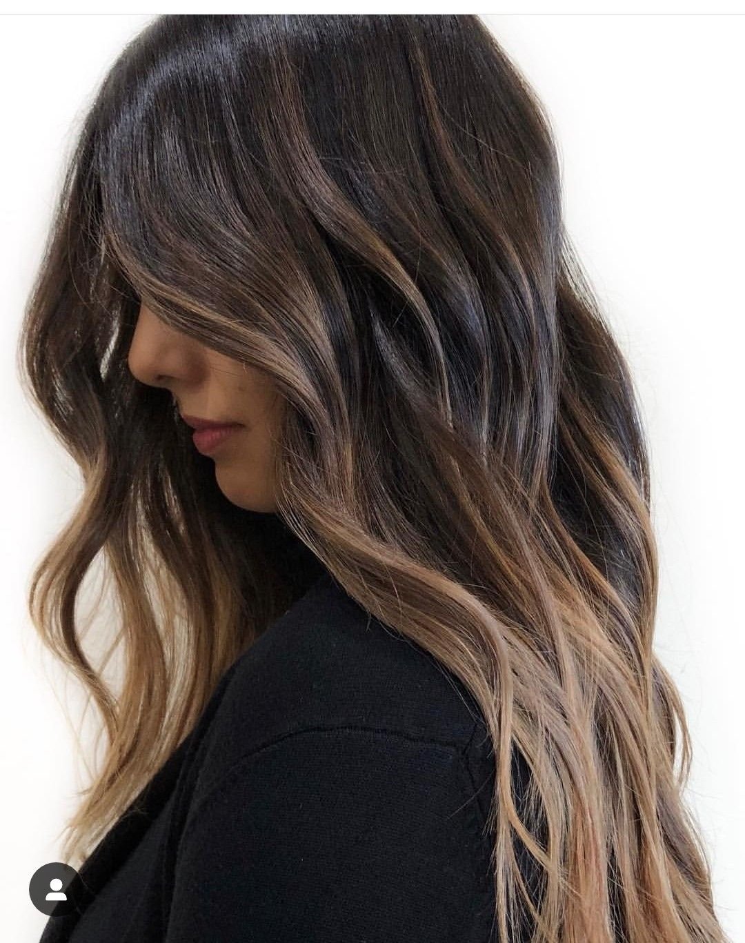 Поверхностное мелирование на темные волосы