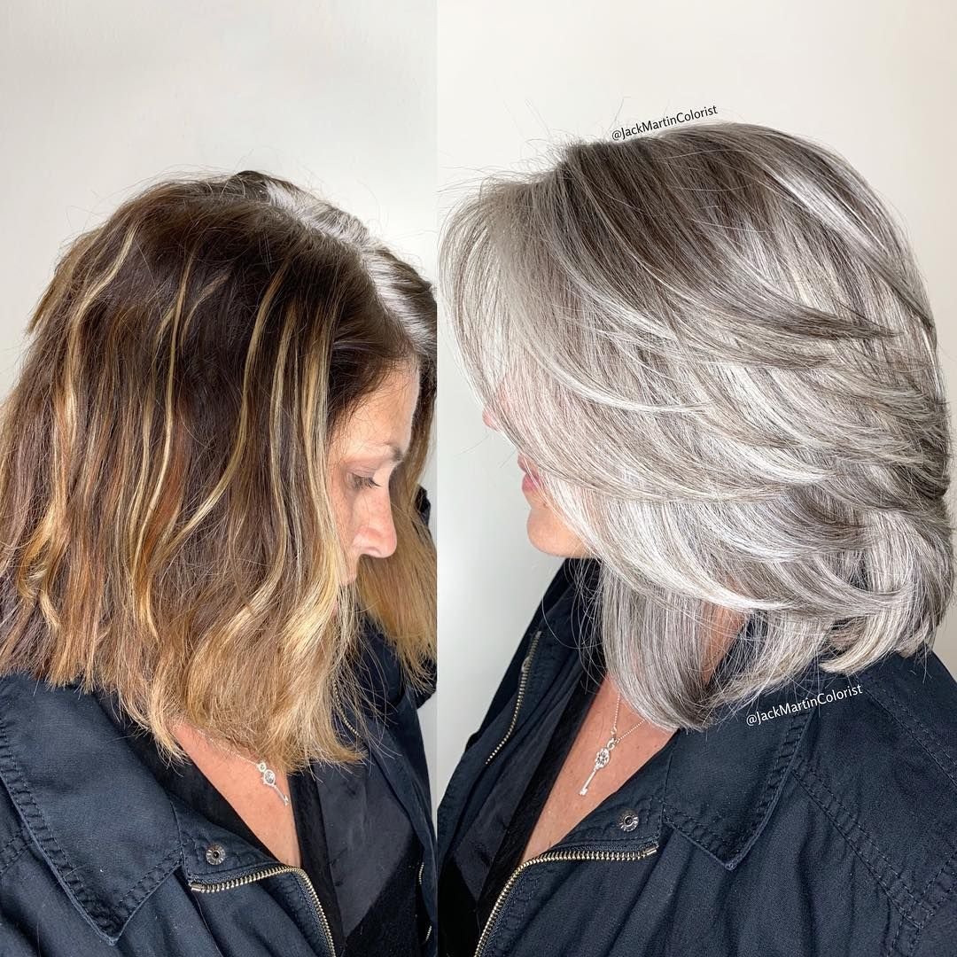 Окрашивание балаяж на Седые волосы