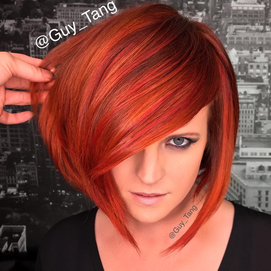 Окрашивание в рыжий на короткие волосы