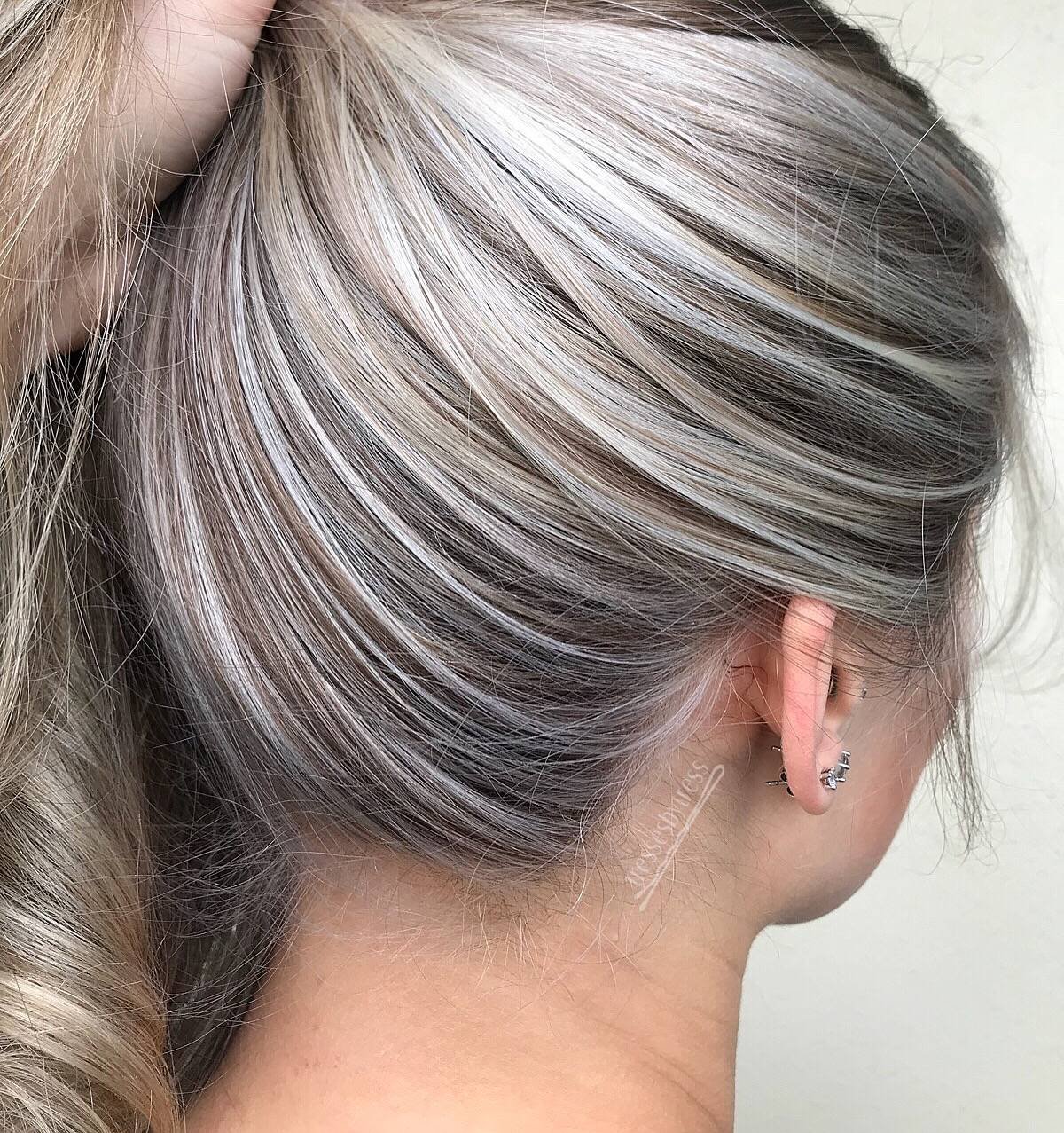 Мелирование и тонирование волос пепельный оттенок