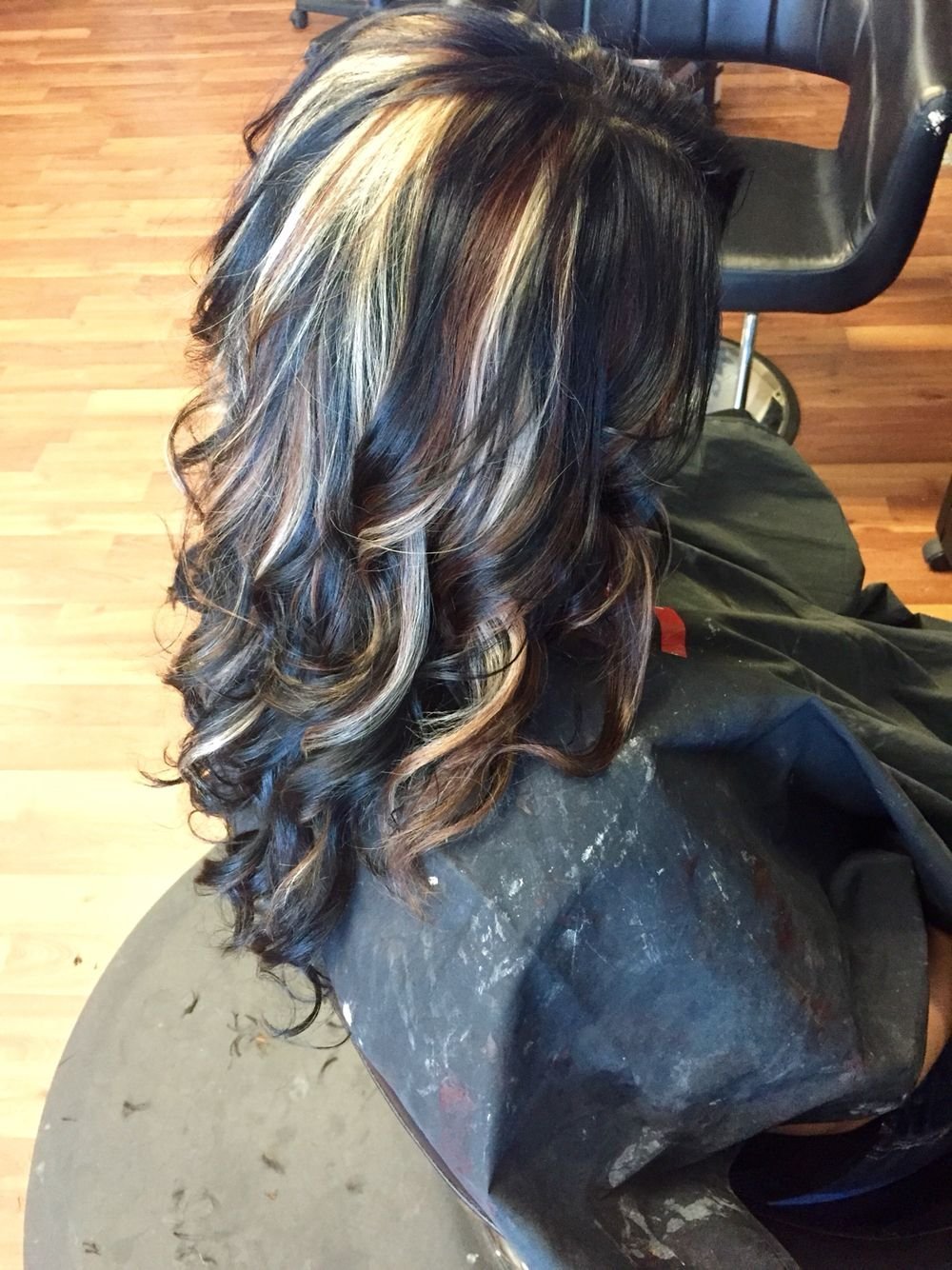 Ржавое мелирование на черные волосы