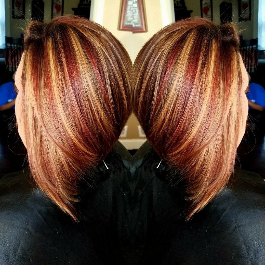 Боб каре мелирование на темные волосы красным цветом