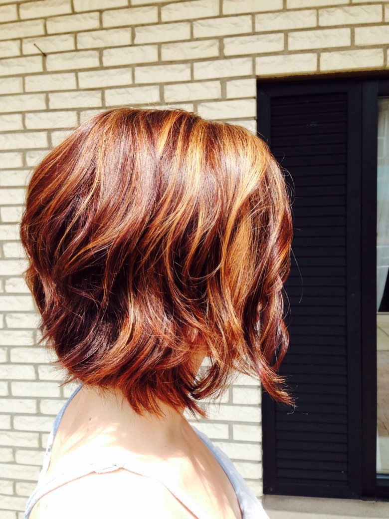 Рыжее мелирование на короткие волосы