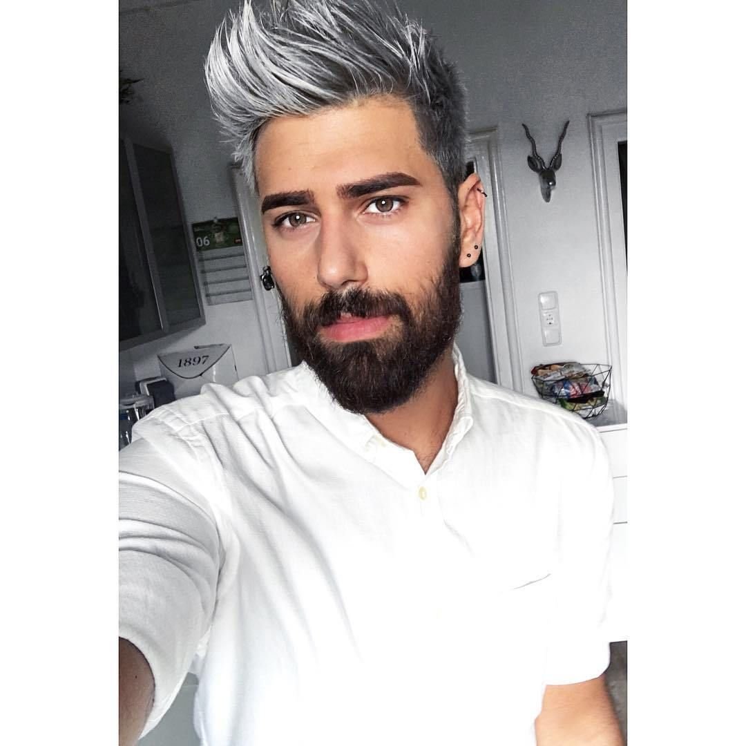 Пепельный цвет волос с бородой