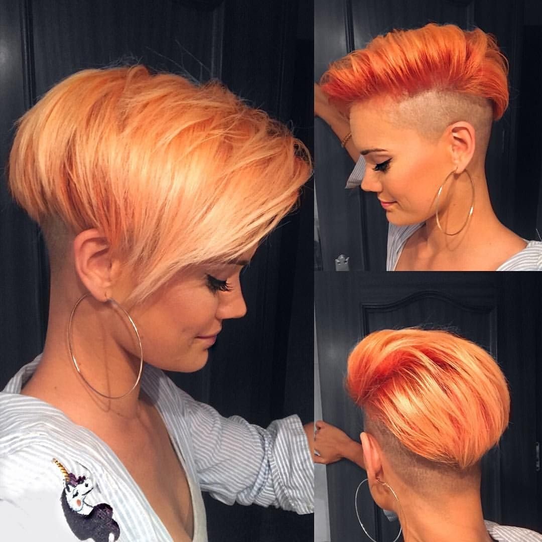 Короткие женские стрижки с выбриванием рыжие