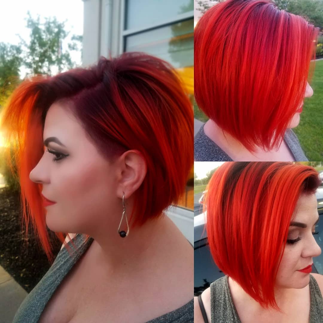 Короткие женские стрижки с выбриванием рыжие