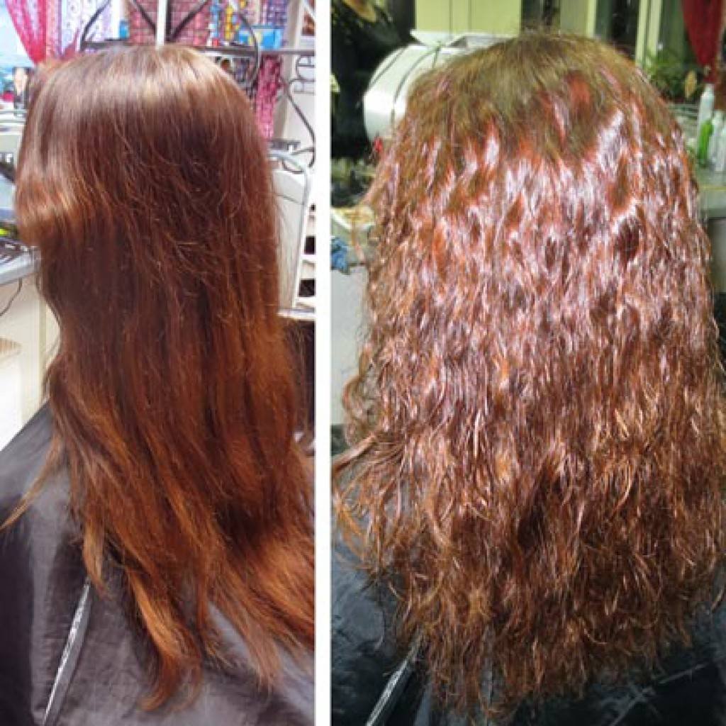 Биозавивка волос до и после
