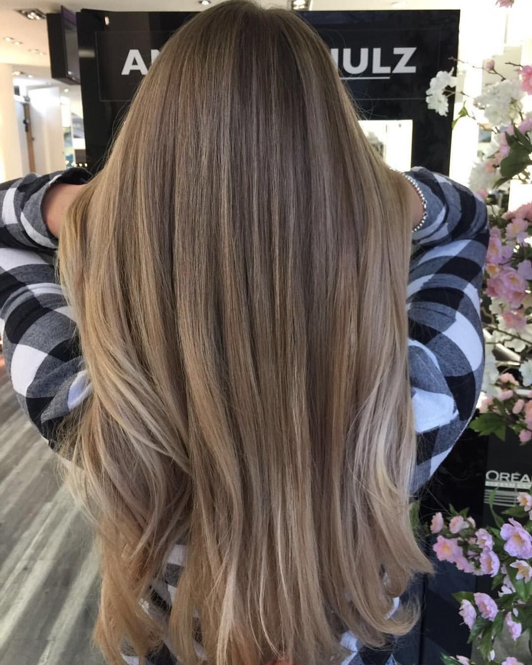 Балаяж на русые волосы длинные прямые