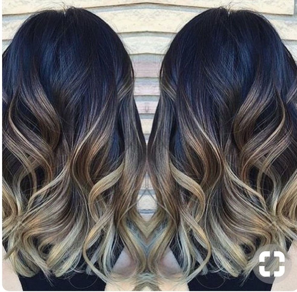 Шатуш балаяж на черных волосах