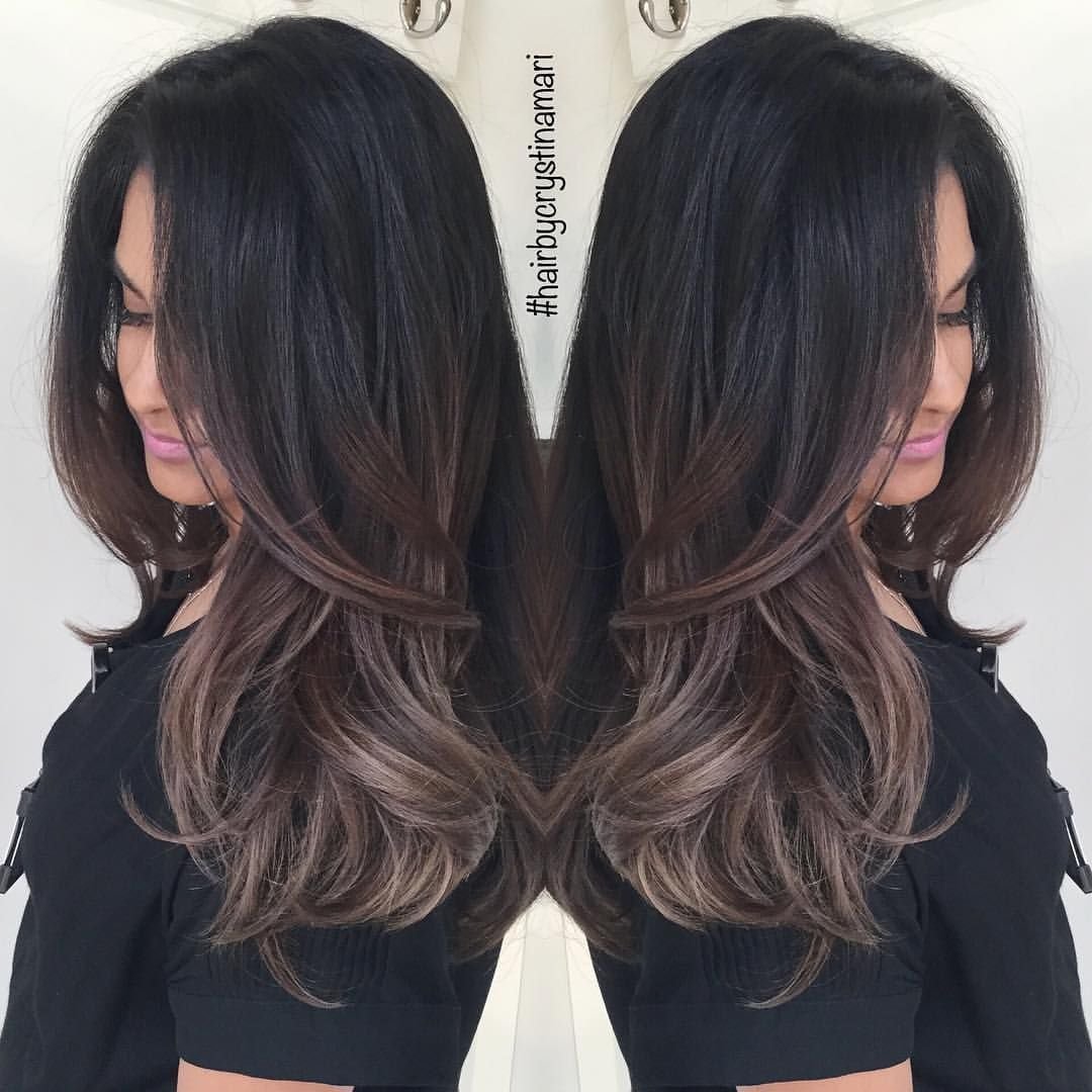 Шатуш и балаяж на темные длинные волосы