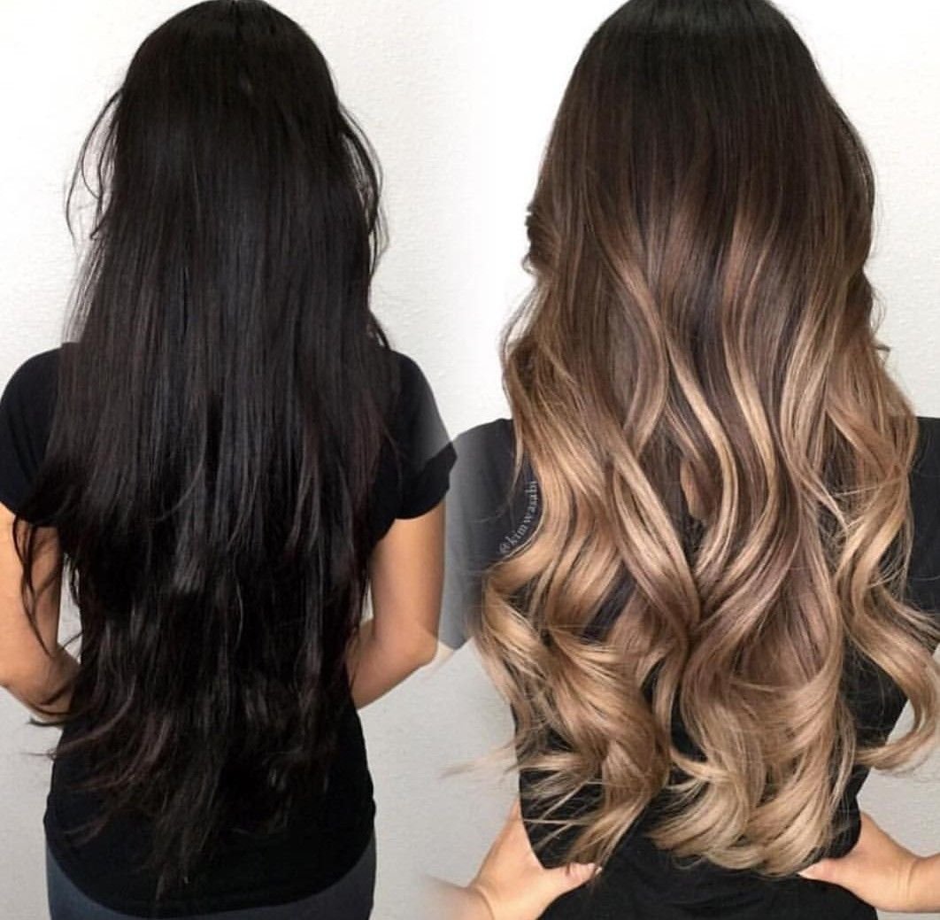 Техника балаяж на темные длинные волосы
