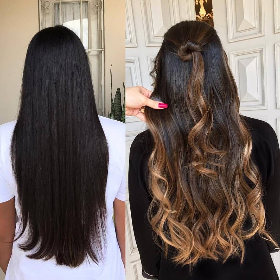 Шатуш балаяж на темные прямые волосы