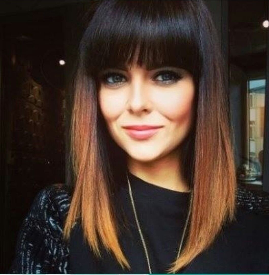 Омбре на средние волосы с челкой