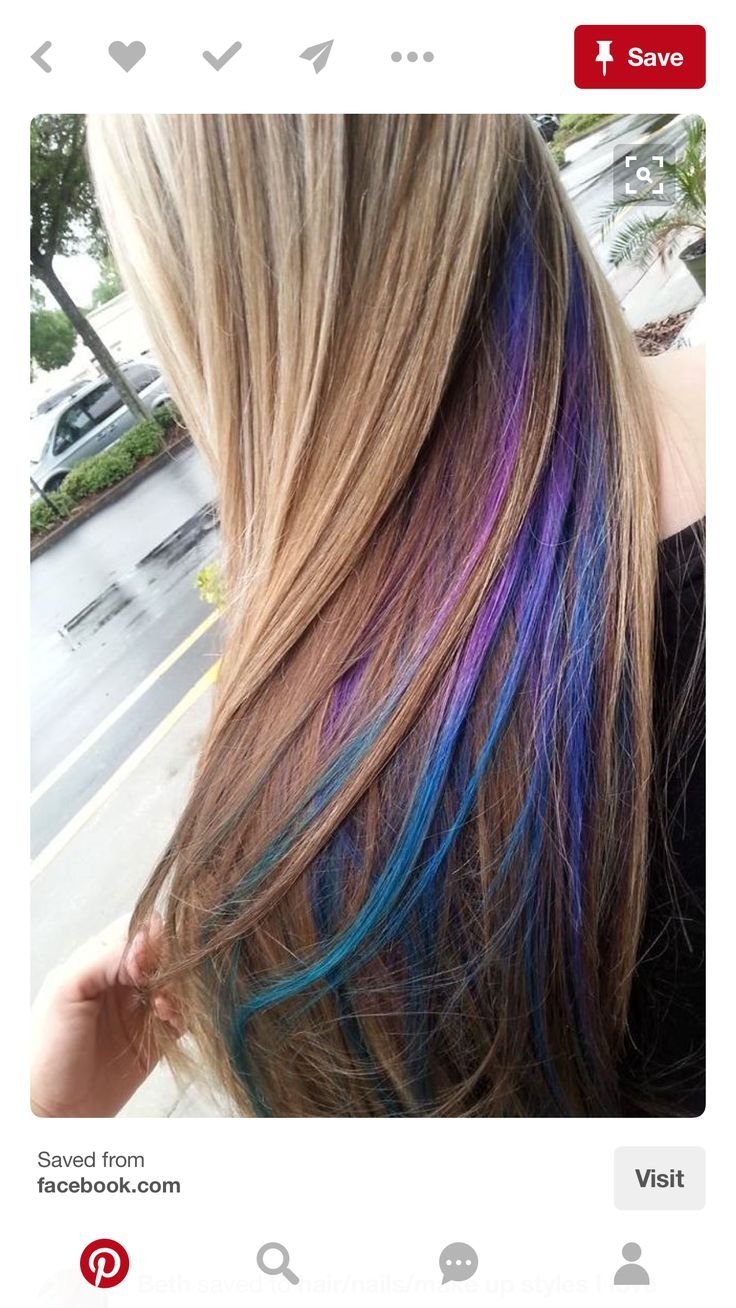 Мелирование с цветными прядями