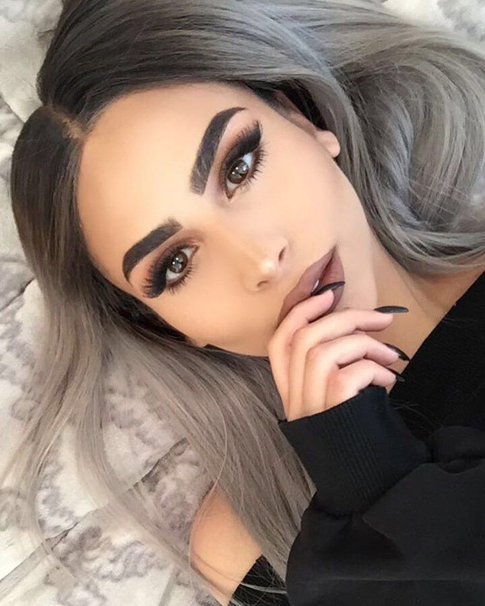 Пепельный цвет волос с карими глазами