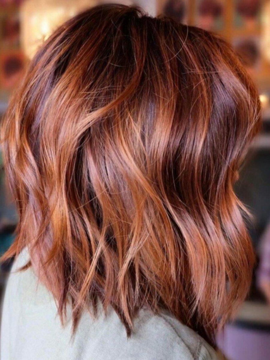 Мелирование на рыжие волосы с челкой